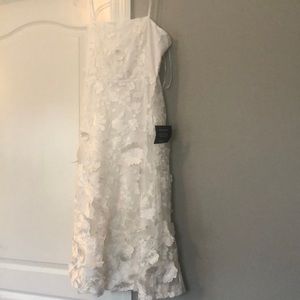 Lulus Glamour Garden White 3D Floral Embroidered Midi Dress.